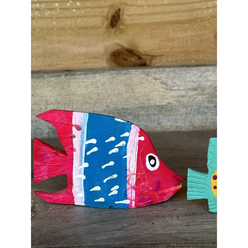 Vintage Wooden Hand Carved Hand Pained‎ Fish Decor Tropical Fish Decor